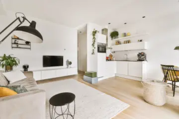 pequeño apartamento con la cocina y el salón comedor en un mismo ambiente, en el Baix Llobregat